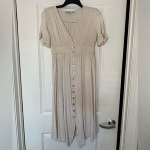 Petal & Pup Beige Midi Dress with Buttons